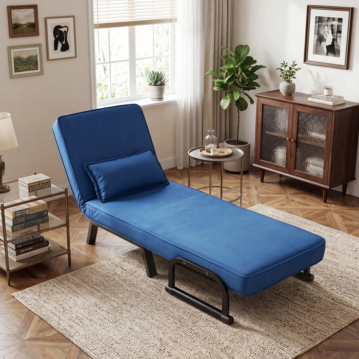 3-in-1 Folding Sofa Bed with Adjustable Backrest  with Adjustable Backrest-Blue