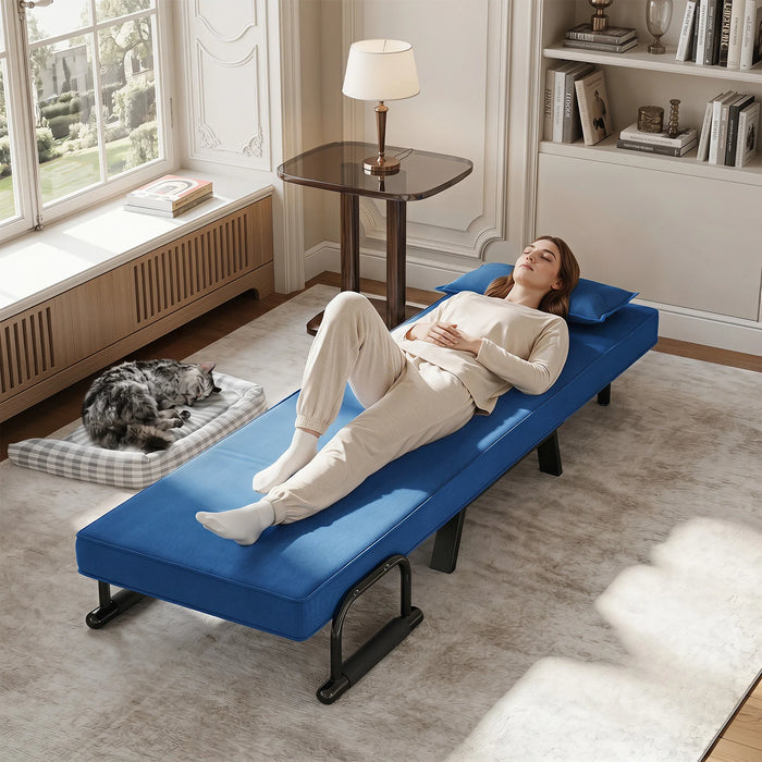 3-in-1 Folding Sofa Bed with Adjustable Backrest  with Adjustable Backrest-Blue