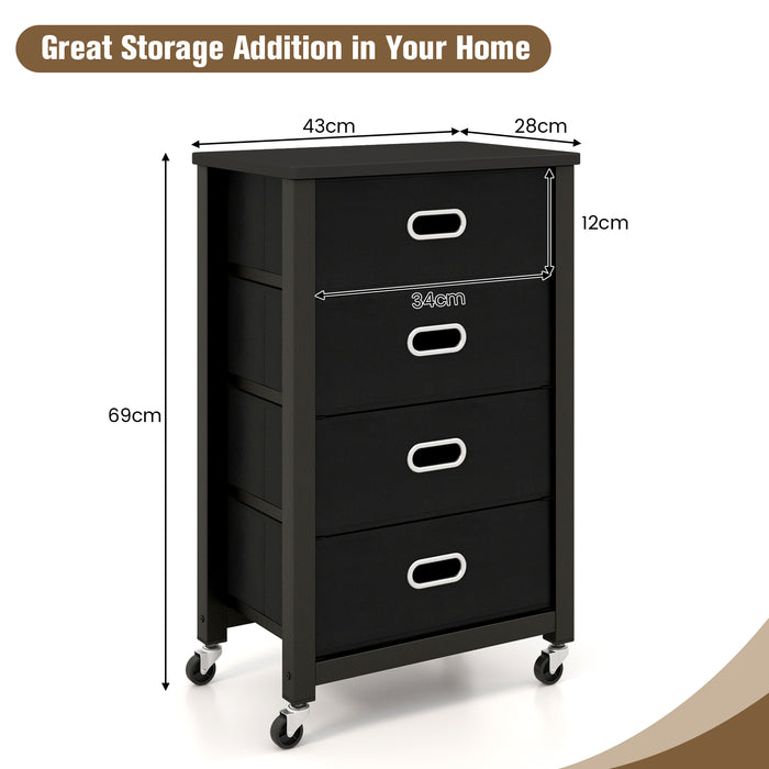 Hirsh Industries - Compact 4-Drawer Mobile Filing Cabinet - Ideal for Home Office Organizing and Storage Solution