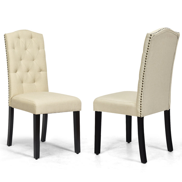 2-Piece Dining Chair Set - Ergonomic High Backrest, Beige Finish - Ideal for Comfortable Dining Experiences