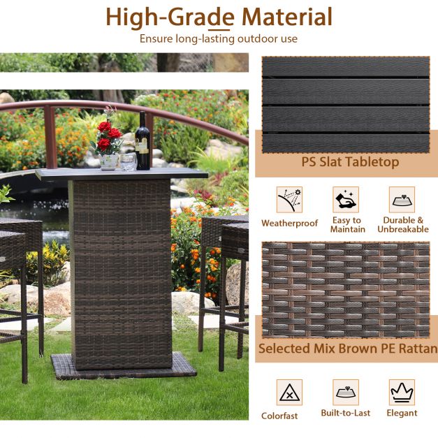 5-Piece Garden Bar Collection - Outdoor Furniture Set with Storage Shelves and Cushions, White Finish - Ideal for Garden Comfort and Organization