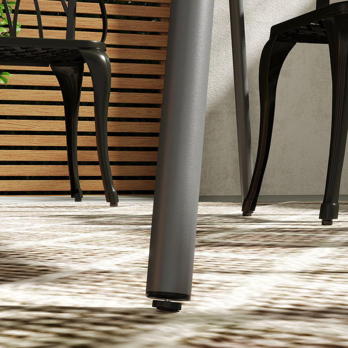 Outsunny Rectangle Garden Table with Slat Top, Steel Frame, Outdoor Table for 6 Person, 150 x 80 x 74 cm, Grey