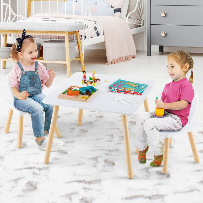 Kids Wooden Table and Rabbit Chairs Set with Space-Saving Structure-