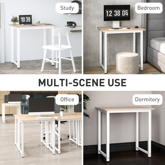 HOMCOM Computer Desk, Writing Table, 80 x 60 x 76cm Workstation for Home Office, Study with Metal Frame, Simple Assembly, White