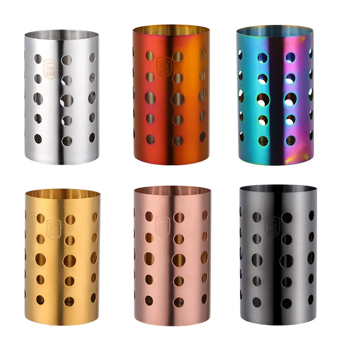 Stainless Steel Kitchen Utensil Holder – Drain Tube for Chopsticks, Spoons & Forks