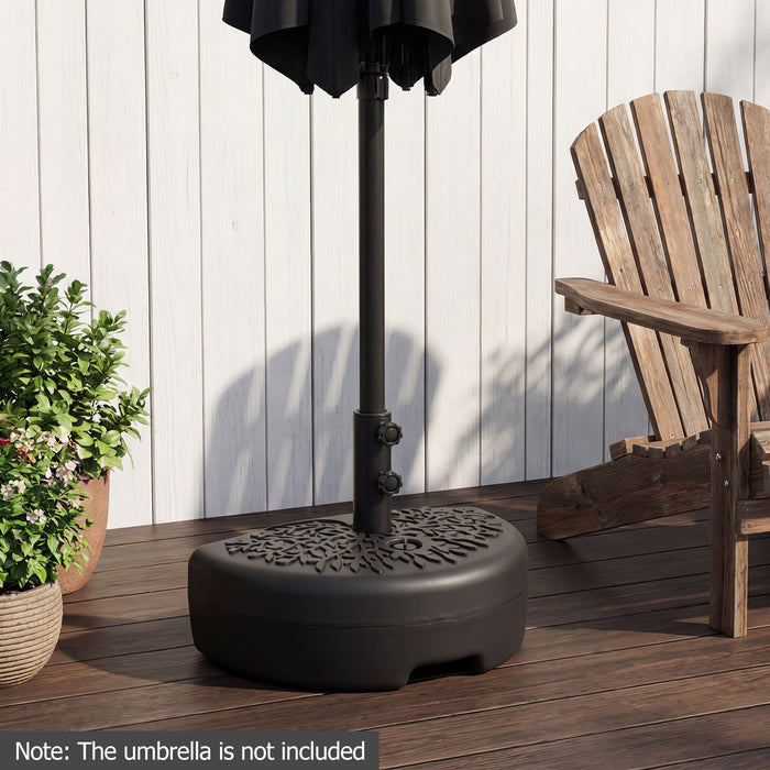 Half Round Patio Umbrella Base Fillable Stand with Decorative Patterns-