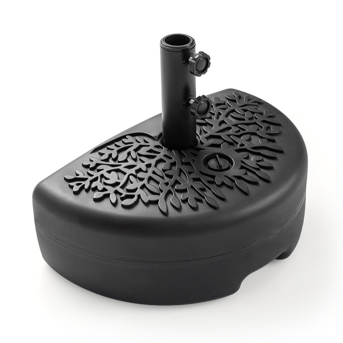 Half Round Patio Umbrella Base Fillable Stand with Decorative Patterns-