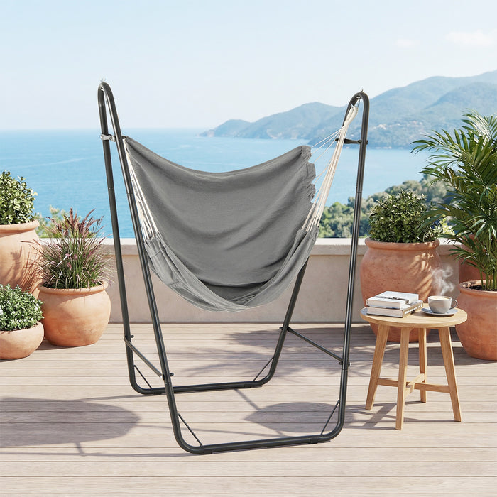 Hammock Chair with Stand and Side Pocket for Living Room Patio and Yard-