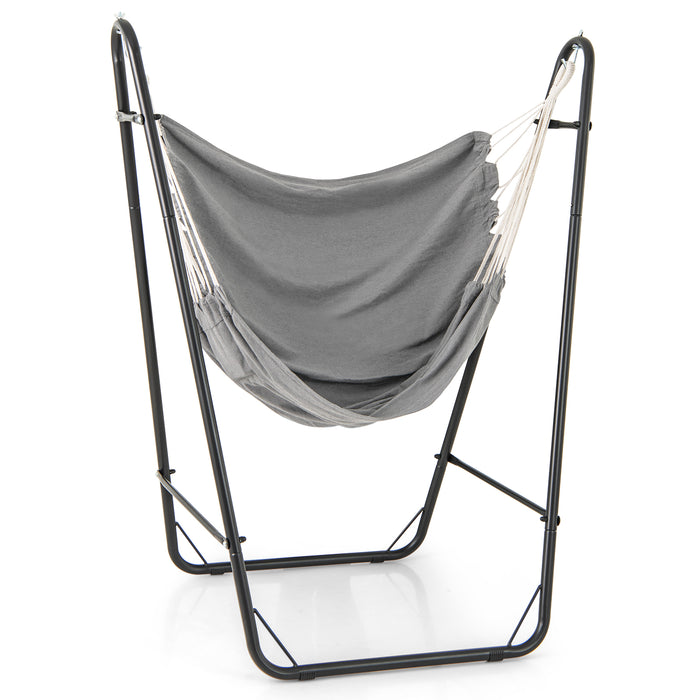 Hammock Chair with Stand and Side Pocket for Living Room Patio and Yard-