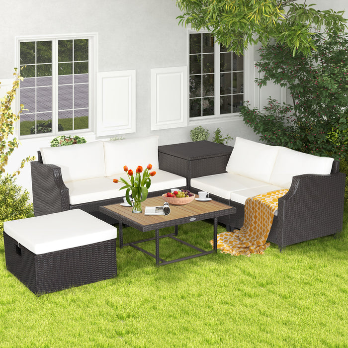 7 Pieces Patio Outdoor Hand-Woven PE Wicker Furniture Set-