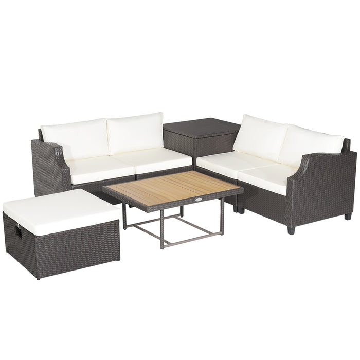 7 Pieces Patio Outdoor Hand-Woven PE Wicker Furniture Set-