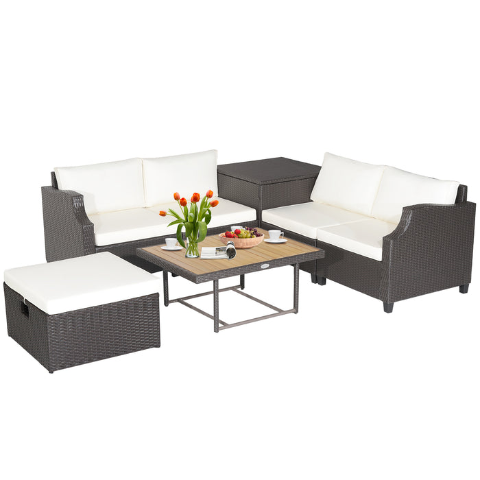 7 Pieces Patio Outdoor Hand-Woven PE Wicker Furniture Set-