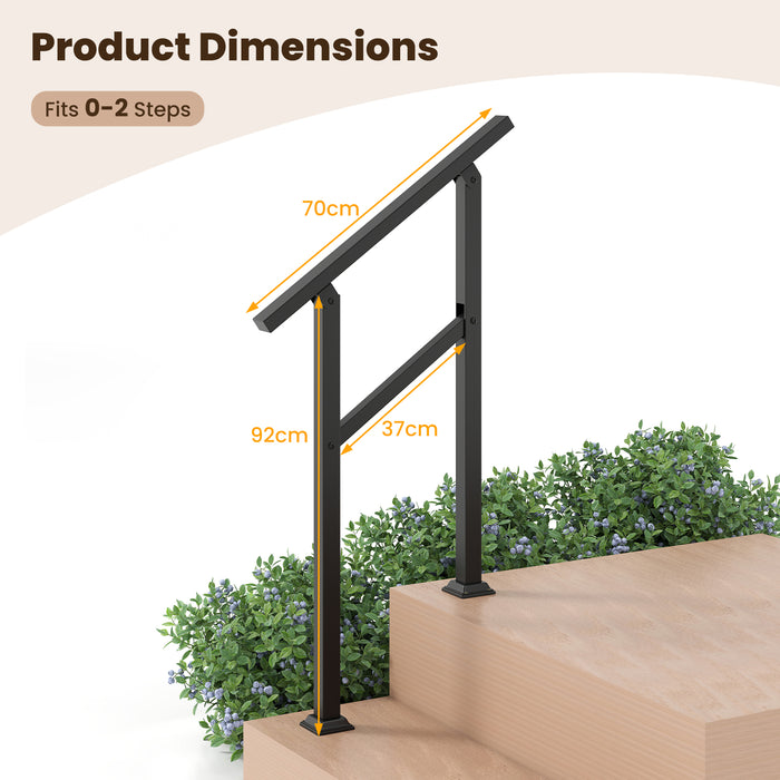 Handrail for Outdoor Steps Fits 0-2/3/4/5/6 Steps with Flexible Angle Adjustment-