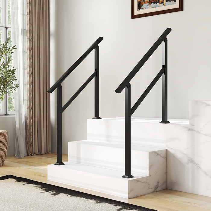 Handrail for Outdoor Steps Fits 0-2/3/4/5/6 Steps with Flexible Angle Adjustment-