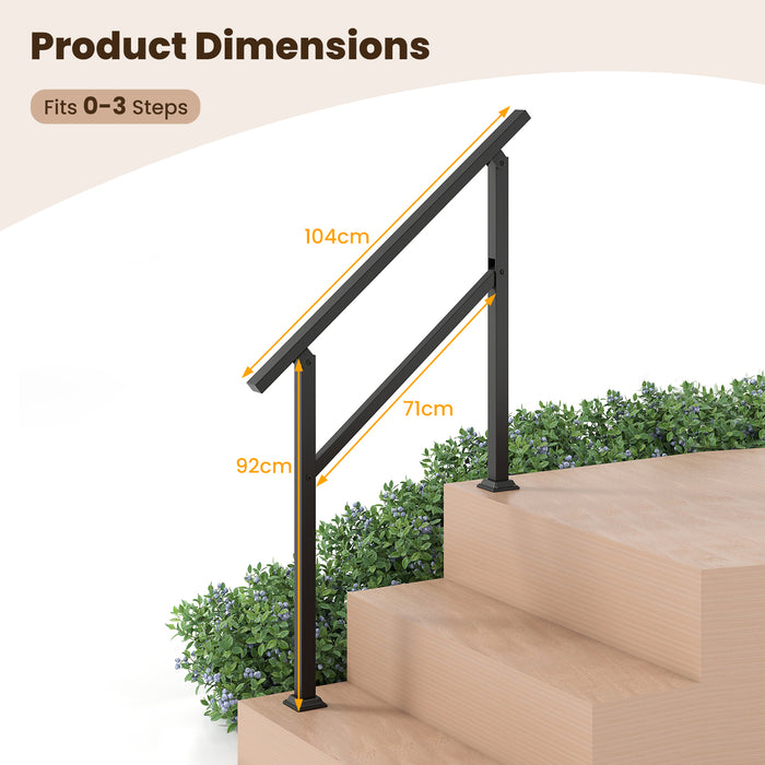 Handrail for Outdoor Steps Fits 0-2/3/4/5/6 Steps with Flexible Angle Adjustment-