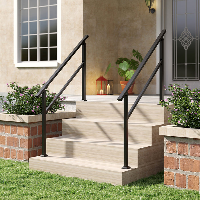 Handrail for Outdoor Steps Fits 0-2/3/4/5/6 Steps with Flexible Angle Adjustment-