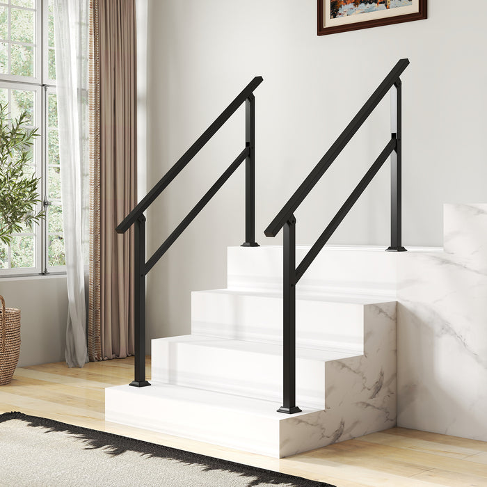 Handrail for Outdoor Steps Fits 0-2/3/4/5/6 Steps with Flexible Angle Adjustment-