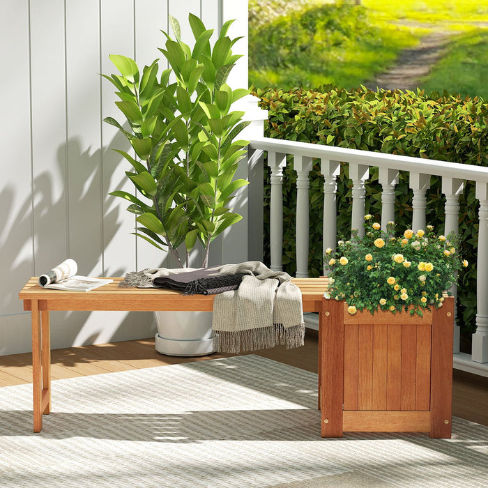Hardwood Flower Box with Bench for Garden