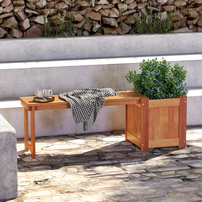 Hardwood Flower Box with Bench for Garden