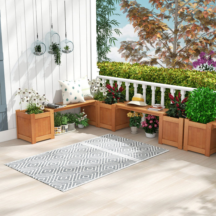 Hardwood Planter Box with Bench Garden Bench with 2 Side Flower Boxes