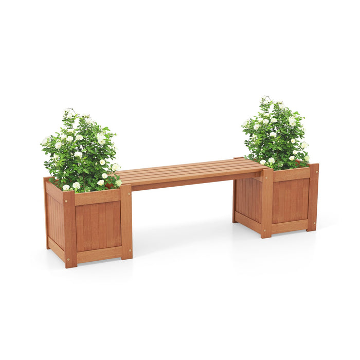 Hardwood Planter Box with Bench Garden Bench with 2 Side Flower Boxes