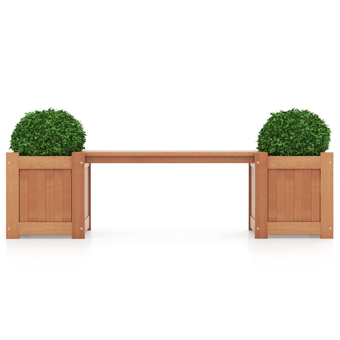 Hardwood Planter Box with Bench Garden Bench with 2 Side Flower Boxes