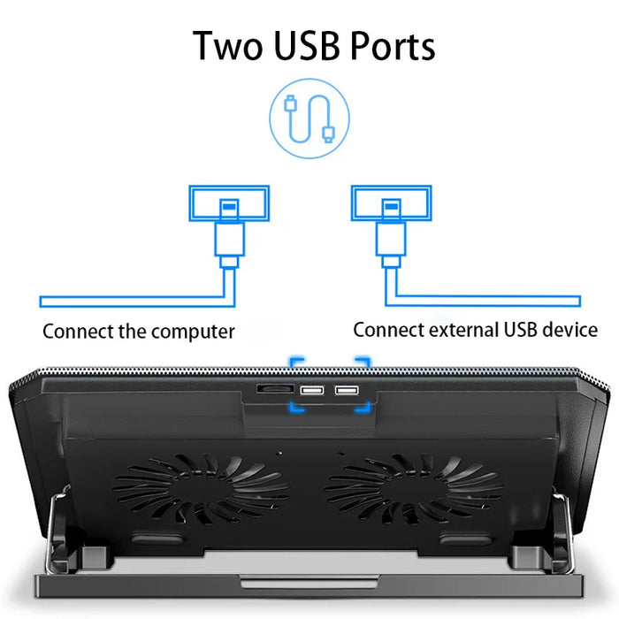 Gaming Laptop Cooler for 12–16 inch Notebooks | Dual Fans & Adjustable Wind Speed