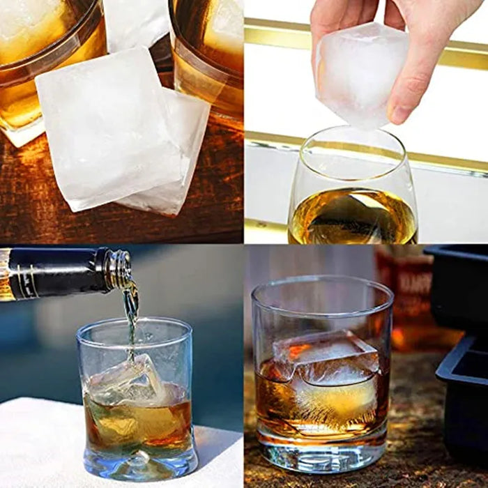 Food Grade Silicone Big Ice Tray Mould for Giant Jumbo Large DIY Ice Cubes - Perfect for Homemade Ice Makers and Beverage Cooling
