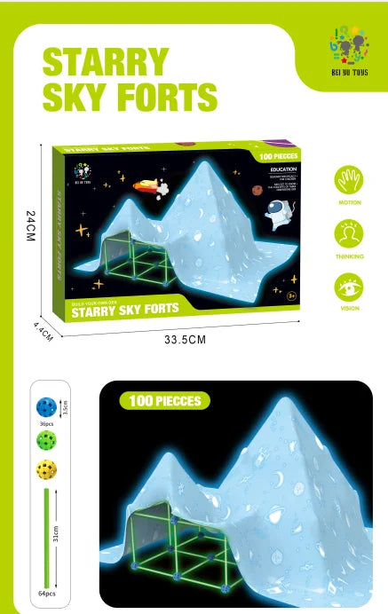 DIY 3D Play House Building Kit - Construction Fort Blocks for Building Castles, Tunnels, and Tents - Ideal Christmas Gift for Creative Boys and Girls