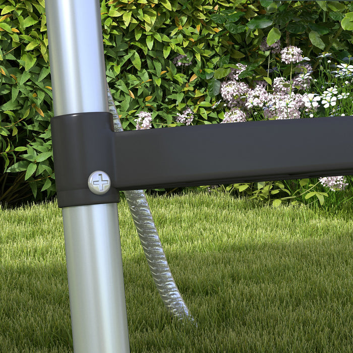 SPORTNOW Galvanised Steel Trampoline Ladder, 2 Steps/3 Steps Outdoor Trampoline Accessories for 6ft, 8ft, 10ft, 12ft, 13ft, 14ft, 16ft Trampoline, 110L x 32Wcm, Silver Tone