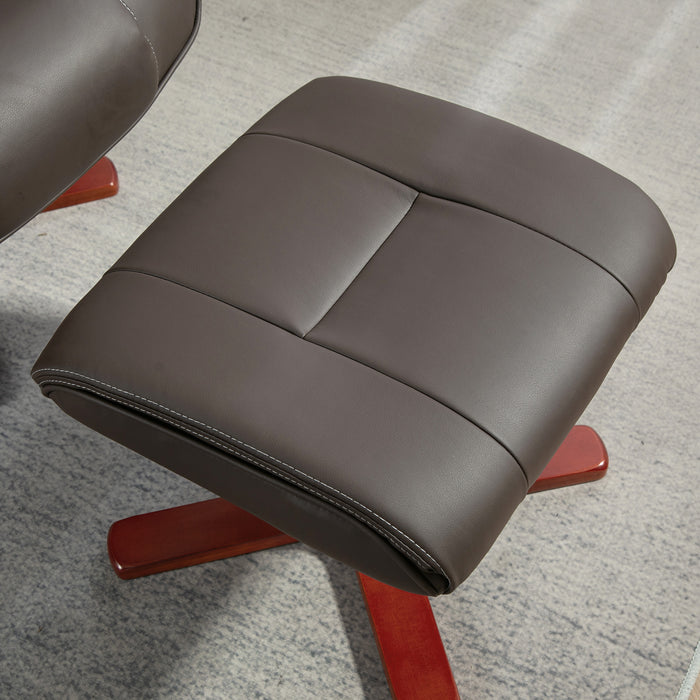 HOMCOM Faux Leather Manual Recliner and Footstool Set - Brown | Aosom UK