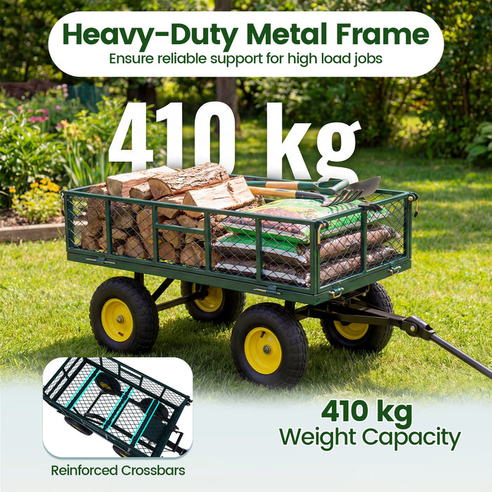Heavy Duty 410 kg Capacity Metal Garden Cart with Storage Bag-