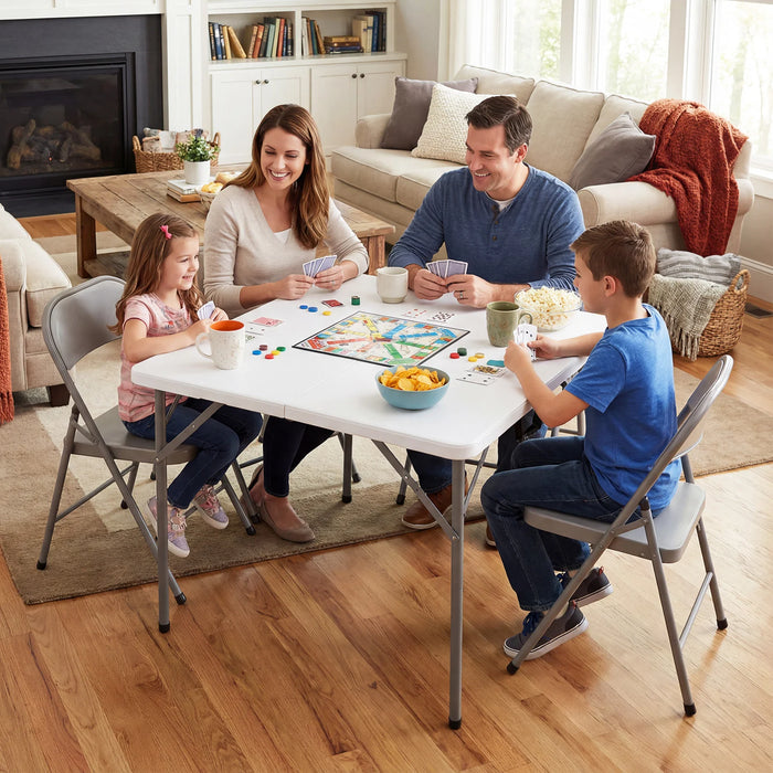 Heavy Duty Indoor Outdoor Folding Card Table with Carry Handle for Patio-
