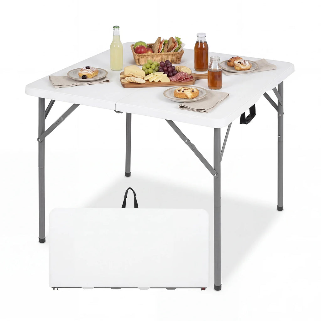 Heavy Duty Indoor Outdoor Folding Card Table with Carry Handle for Patio-