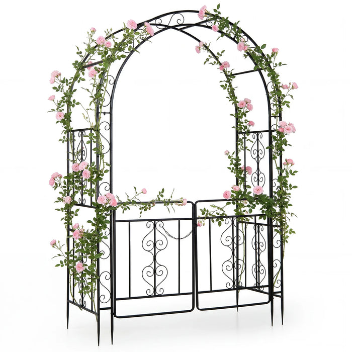 Heavy Duty Metal Garden Arch with Arched Top and Lockable Doors