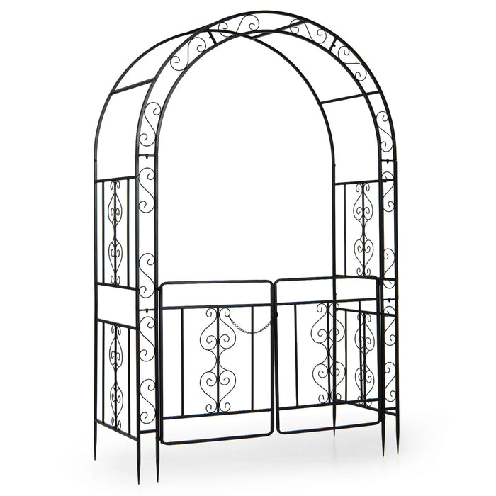 Heavy Duty Metal Garden Arch with Arched Top and Lockable Doors