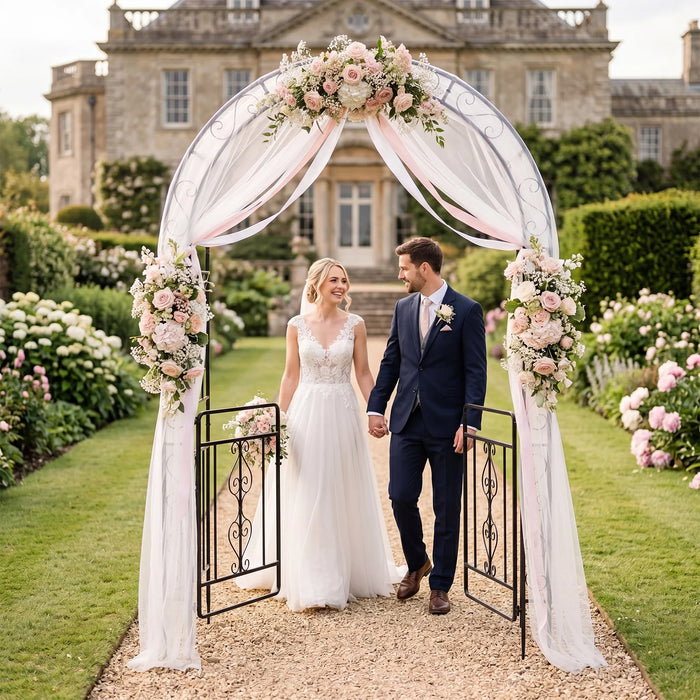 Heavy Duty Metal Garden Arch with Arched Top and Lockable Doors