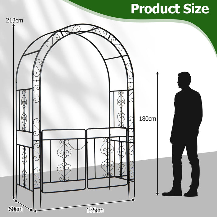 Heavy Duty Metal Garden Arch with Arched Top and Lockable Doors