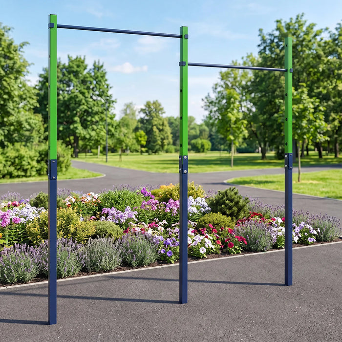 Heavy Duty Metal Pull Up Bar Station with 5 Adjustable Heights-Blue