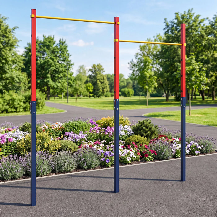 Heavy Duty Metal Pull Up Bar Station with 5 Adjustable Heights-Blue