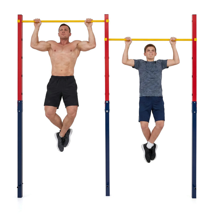 Heavy Duty Metal Pull Up Bar Station with 5 Adjustable Heights-Blue