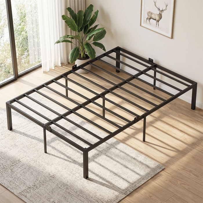 Heavy-Duty Platform Bed with Mattress Slide Stoppers and Under-bed Storage-