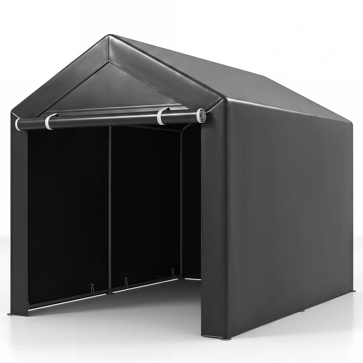 Heavy-Duty Portable Storage Shed with Roll-up Zipper Door and Sun-Protective Canopy-