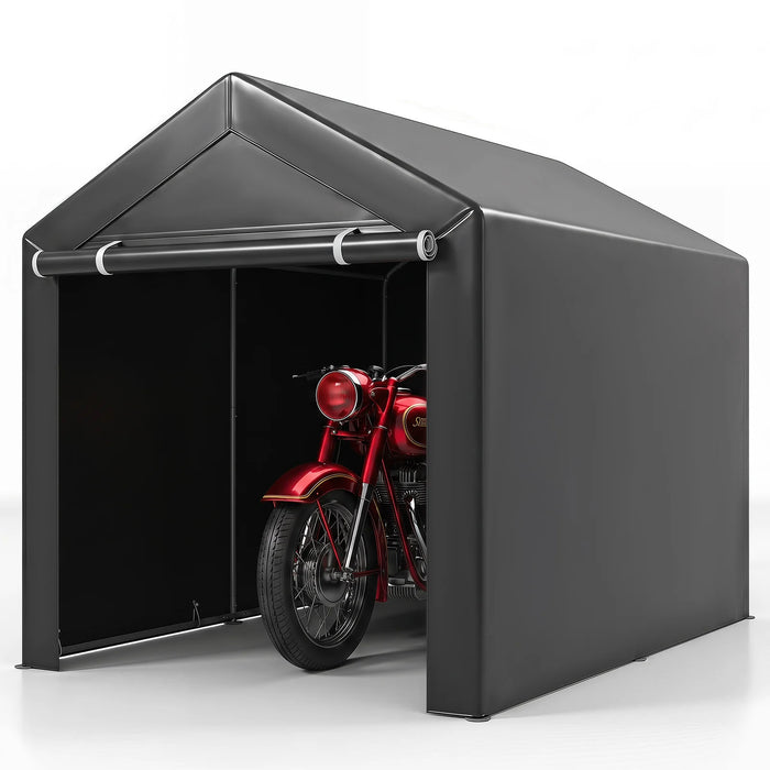 Heavy-Duty Portable Storage Shed with Roll-up Zipper Door and Sun-Protective Canopy-