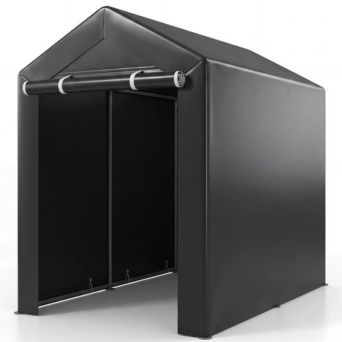 Heavy-Duty Portable Storage Shed with Roll-up Zipper Door and Sun-Protective Canopy-