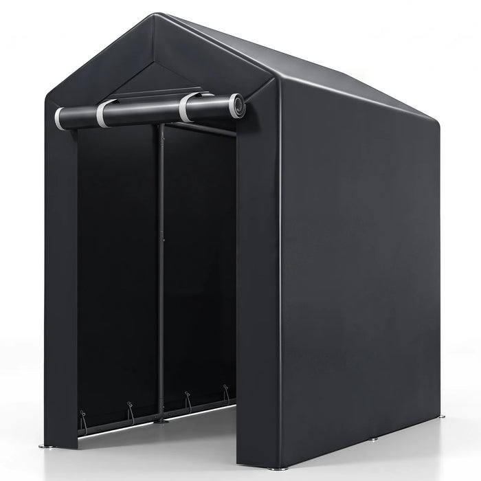 Heavy-Duty Portable Storage Shed with Roll-up Zipper Door and Sun-Protective Canopy-