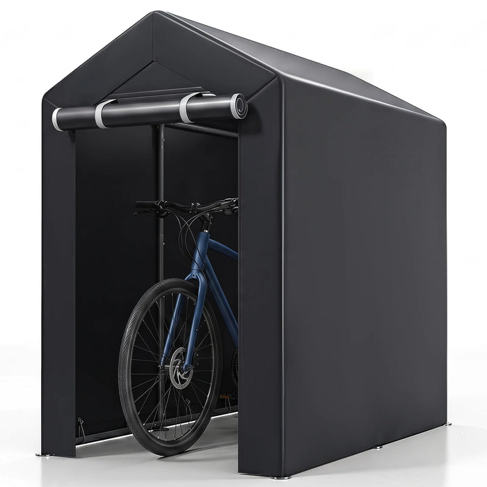 Heavy-Duty Portable Storage Shed with Roll-up Zipper Door and Sun-Protective Canopy-
