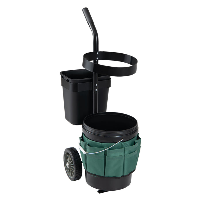Heavy Duty Rolling Garden Cart with Wheels and Round Bucket-