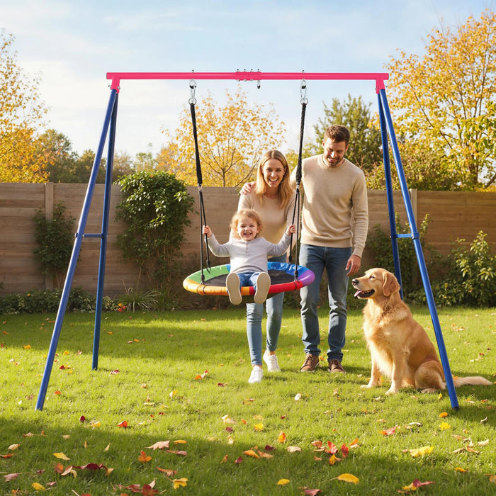 Heavy Duty Steel Swing Frame 1.8M Large A-Frame Swing Stand with Ground Stakes-Yellow