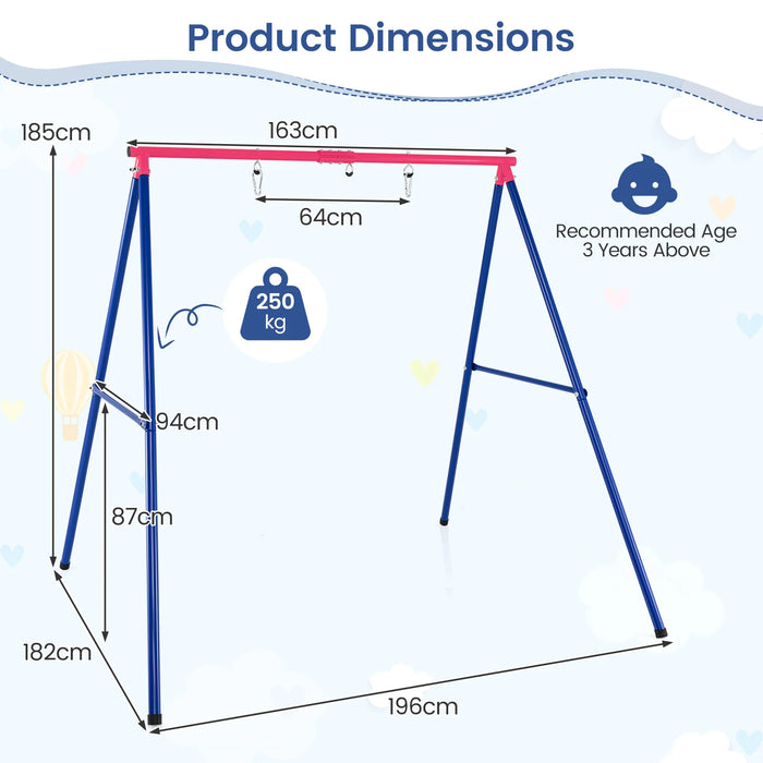 Heavy Duty Steel Swing Frame 1.8M Large A-Frame Swing Stand with Ground Stakes-Yellow
